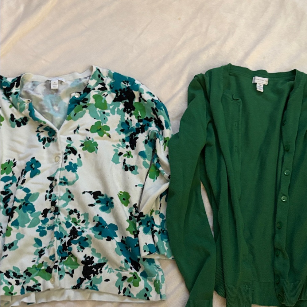 Floral and Solid Green Cardigans